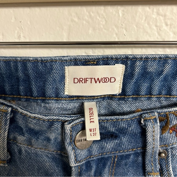 Driftwood 100% Cotton Floral Embroidered Gizelle Denim Jeans, Size 27 - Picture 4 of 5